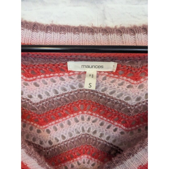 Maurices Chevron Crochet Open Knit Cardigan Oversized Woman's Size Small - Picture 5 of 8